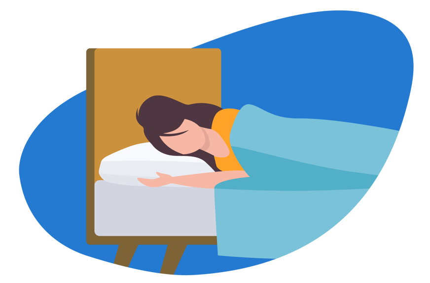 Ilustração de uma mulher deitada de lado.